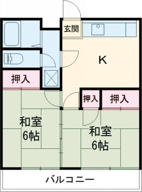 コーポ須田2号棟(2DK/2階)の間取り写真