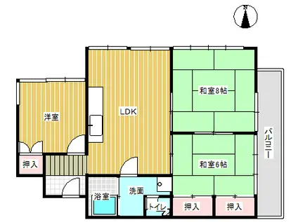 江頭ビル(3LDK/3階)の間取り写真