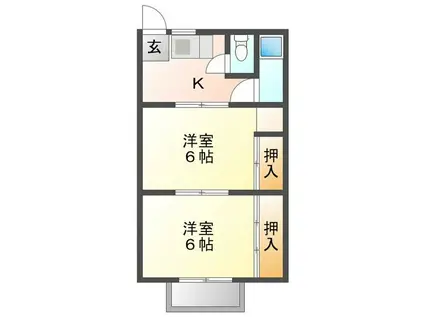 ピアース三ツ谷町(2K/2階)の間取り写真