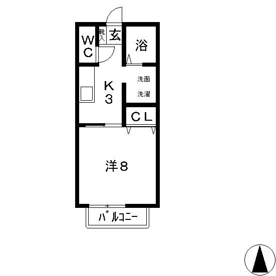 ソレジオ中島A棟(1K/1階)の間取り写真