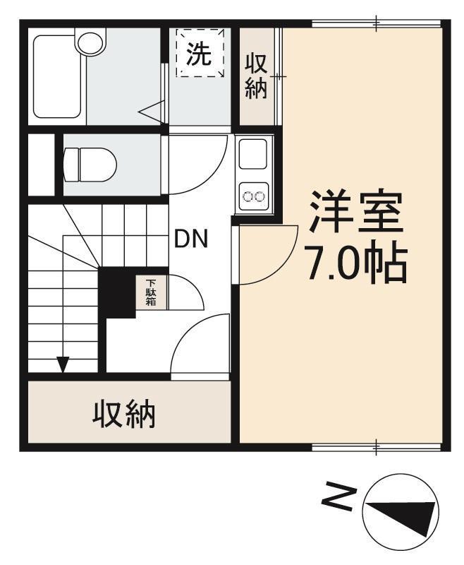 メゾン一刻 工学部南(1K/2階)の間取り写真