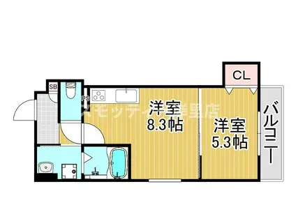 クリエオーレ山王(1LDK/2階)の間取り写真