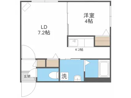 クレアメゾン発寒南イースト(1LDK/4階)の間取り写真