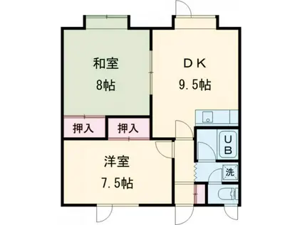 コーポ昴(2DK/2階)の間取り写真