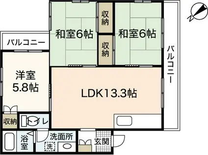 CASA&N古江西町(3LDK/2階)の間取り写真