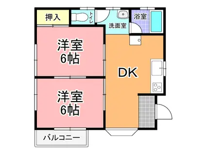 グリーンハイツ弥生 A棟(2DK/2階)の間取り写真