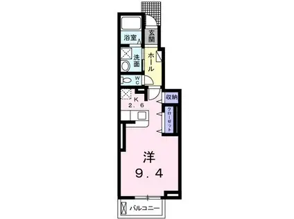 アライブ・マツバラ I(ワンルーム/1階)の間取り写真