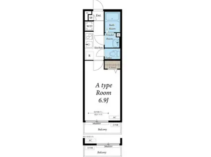 リブリ・CREST羽衣(1K/1階)の間取り写真