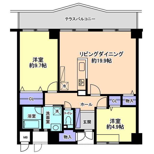 アパガーデンシティ東金沢ウエスト壱番館(2LDK/2階)の間取り写真