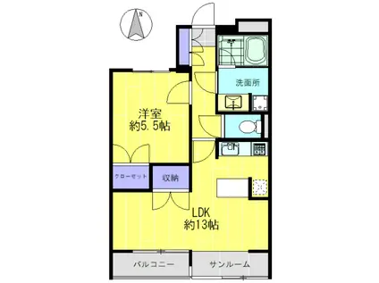 ダブルトゥエンティ新百合(1LDK/2階)の間取り写真