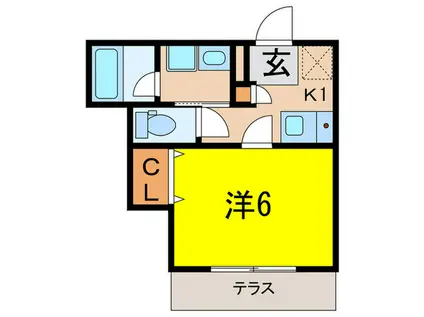 ALEGRIA南甲子園(1K/1階)の間取り写真