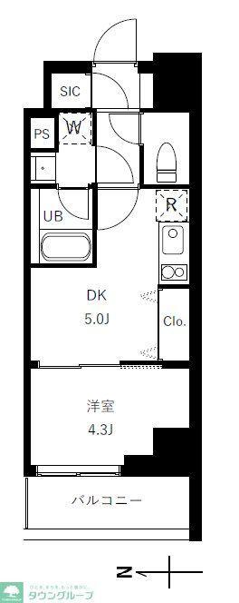 グランジット蔵前(1DK/5階)の間取り写真