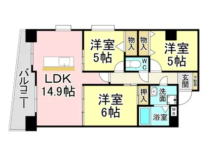 ラビータ北方(3LDK/11階)の間取り写真