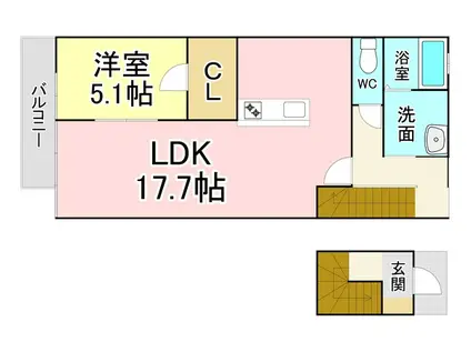 LA CASA FELICE(1LDK/2階)の間取り写真