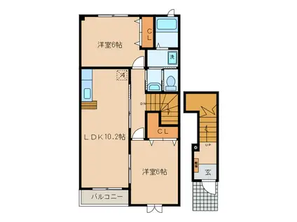 グランデールA・B(2LDK/2階)の間取り写真