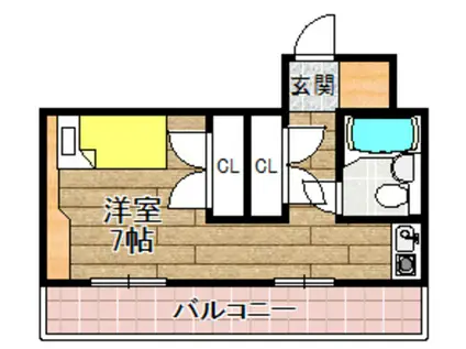 ビエラコート高槻(1K/6階)の間取り写真
