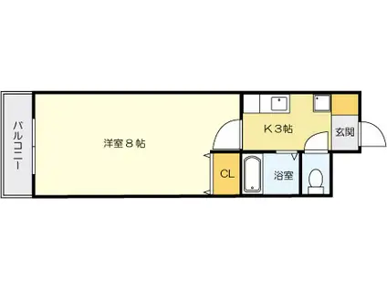 BERGAMOTTO馬借(1K/6階)の間取り写真