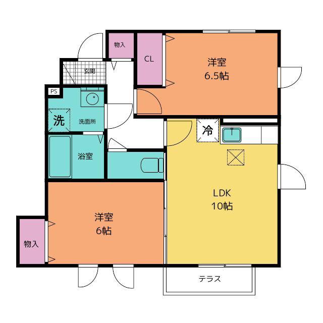 セジュール下瀬谷E棟(2LDK/1階)の間取り写真