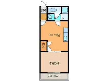 ピエ・タ・テール(1DK/2階)の間取り写真