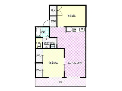 メゾントゥルース(2LDK/1階)の間取り写真