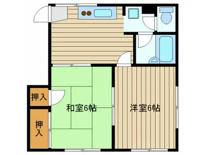 ホープハイム(2K/1階)の間取り写真