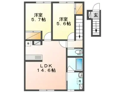 君の名を呼ぶ(2LDK/1階)の間取り写真