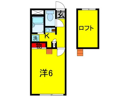 ハイツ南国分寺台(1K/1階)の間取り写真