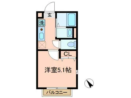 グランノーブル鶴見(1K/2階)の間取り写真