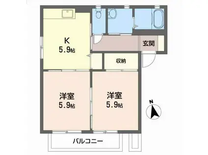 リバティガーデンIIB(2K/2階)の間取り写真