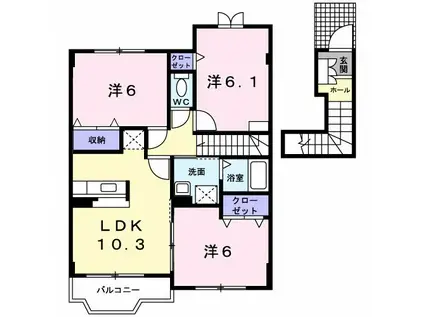 ポート・レーゼ C(3LDK/2階)の間取り写真