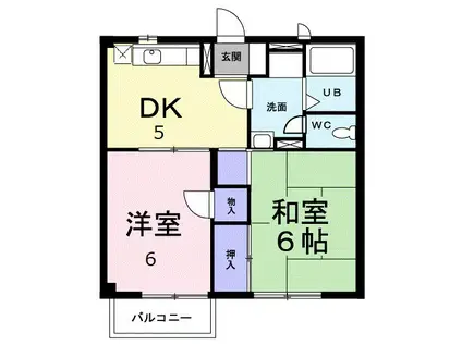 グランドゥールI(2DK/1階)の間取り写真