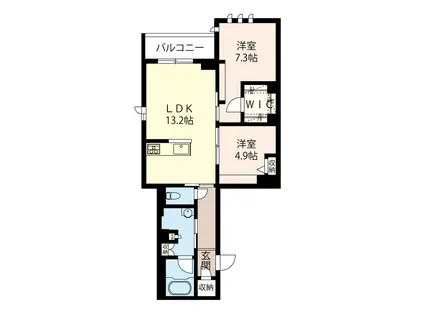 イーズ若松町(2LDK/1階)の間取り写真