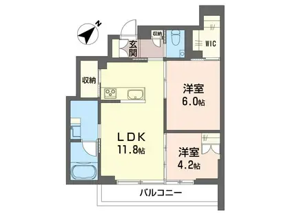 カッシーナ 大井(2LDK/2階)の間取り写真