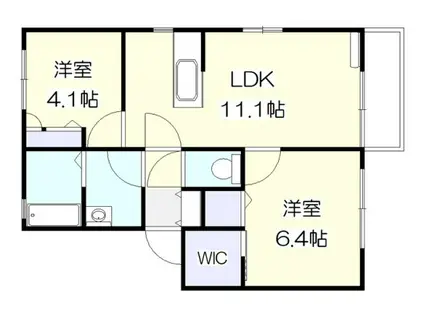 ビューハイツ西棲I(2LDK/2階)の間取り写真