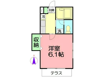 アルベルゴ(1K/1階)の間取り写真