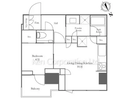 プラウドタワー芝浦(1LDK/22階)の間取り写真