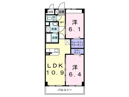 ミヤツカ8(2LDK/1階)の間取り写真