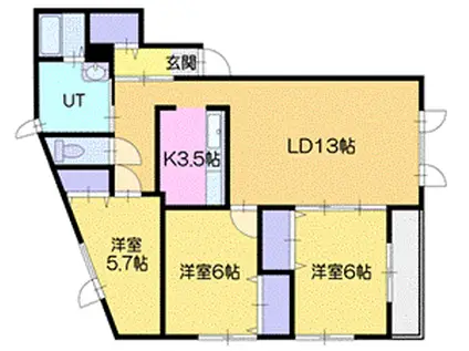 ニューライトS2(3LDK/1階)の間取り写真