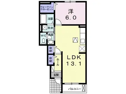 ブリーズ ガーデン(1LDK/1階)の間取り写真