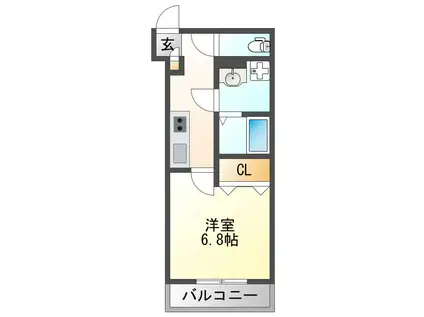 メルベーユ(1K/1階)の間取り写真