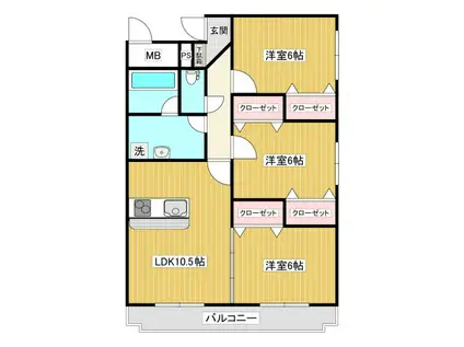キングパレス(3LDK/3階)の間取り写真
