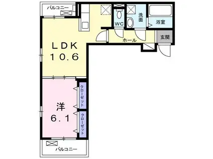 ブォルジョン ドゥ サクラ(1LDK/3階)の間取り写真