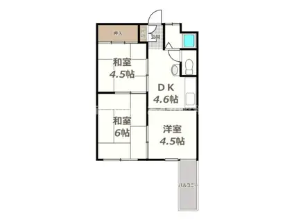 メゾンアサ(3DK/2階)の間取り写真