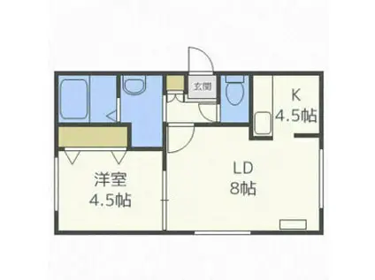 YELL東札幌(1LDK/3階)の間取り写真