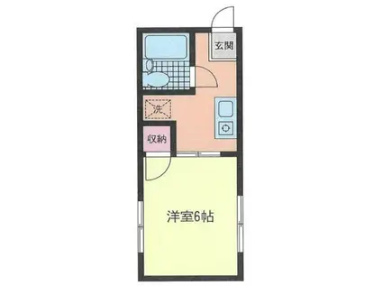 シティーハイムルーミーII(1K/2階)の間取り写真