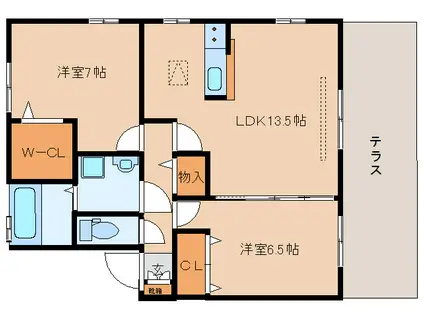 リビングタウン四条大路(2LDK/1階)の間取り写真