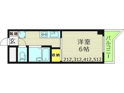 コーポカースル(1K/2階)の間取り写真