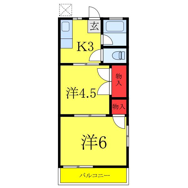カトレア荘(2K/2階)の間取り写真