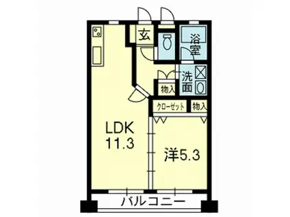 オーファス水前寺(1LDK/5階)の間取り写真
