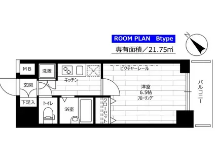 ステージファースト神楽坂(1K/6階)の間取り写真